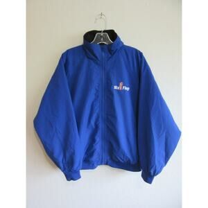 SIX FLAGS Blue S Long Sleeve Fleece Lined Hooded Full Zip Nylon Shell Jacket